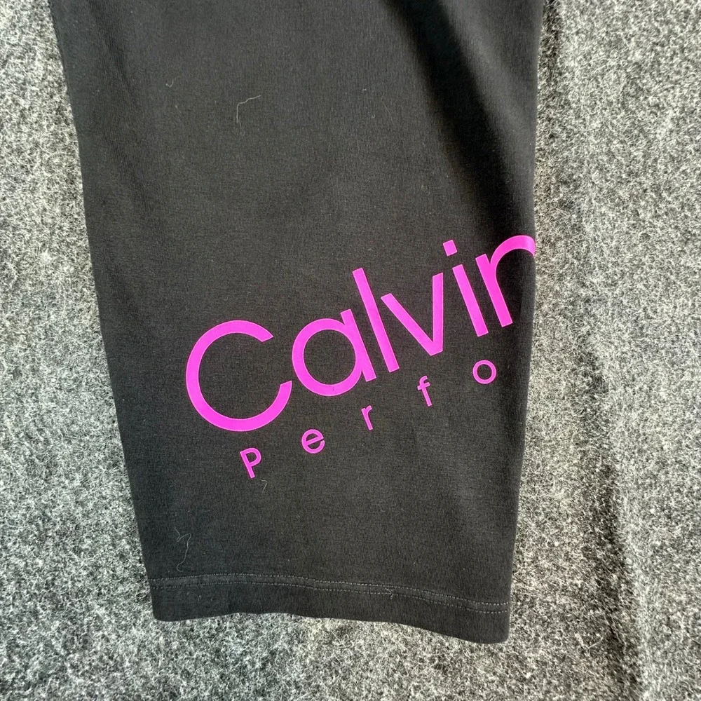 Calvin Klein Performance Leggings Womens 3X Black Cotton Stretch Capri Logo - Picture 8 of 9
